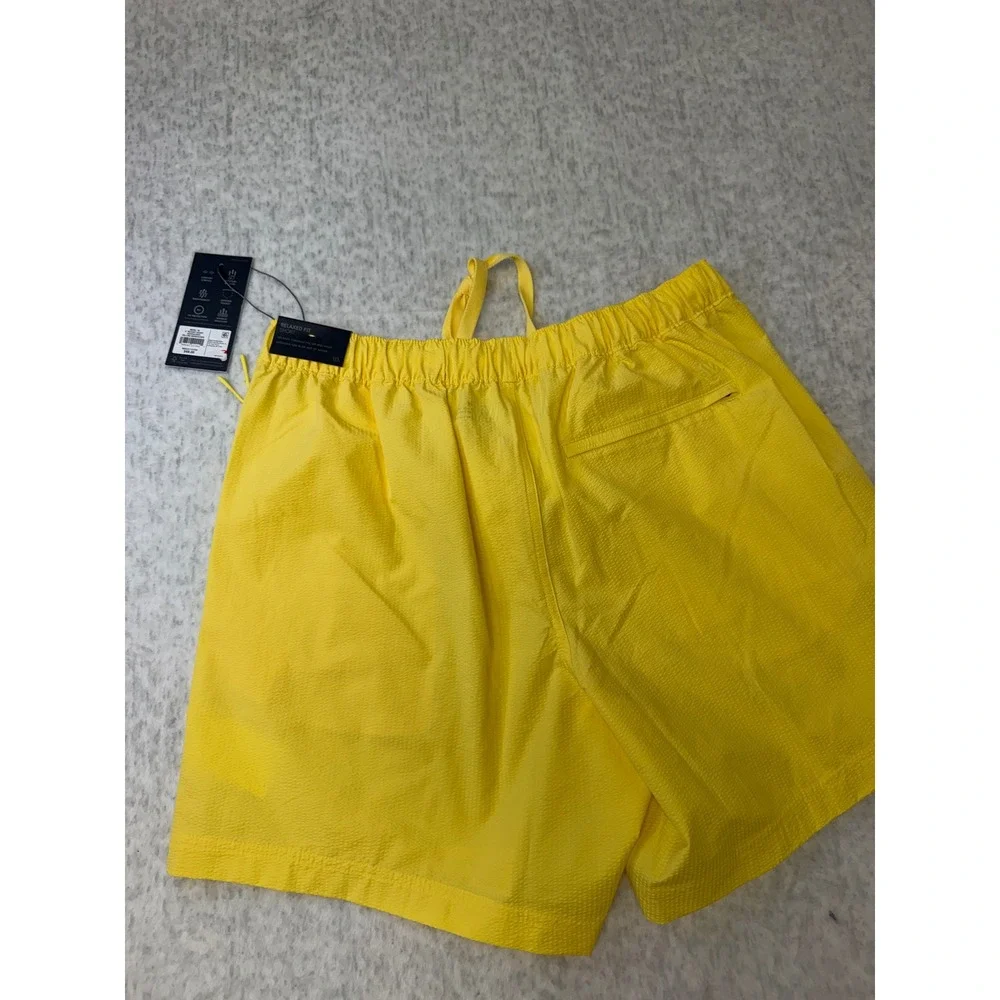 VRST Mens 6 Inch Resort Short Yellow Seersucker Relaxed‎ Fit Swim Shorts Medium